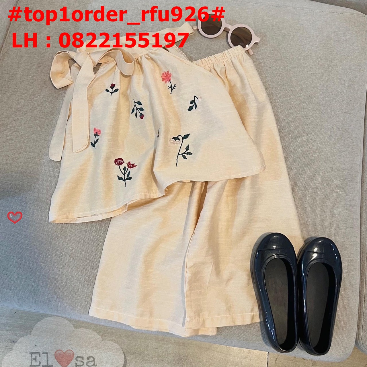 🍀Buôn sỉ HN🍀  Bộ bé gái, áo hai dây, nơ buộc cổ, quần suông, size nhí, đại - S2