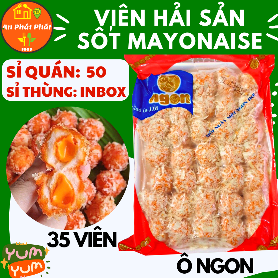 Cốm cam Viên hải sản sốt mayonaise Ô Ngon 500g, thơm giòn rụm. Món ăn vặt hợp vệ sinh, an toàn thực phẩm An Phát Phát