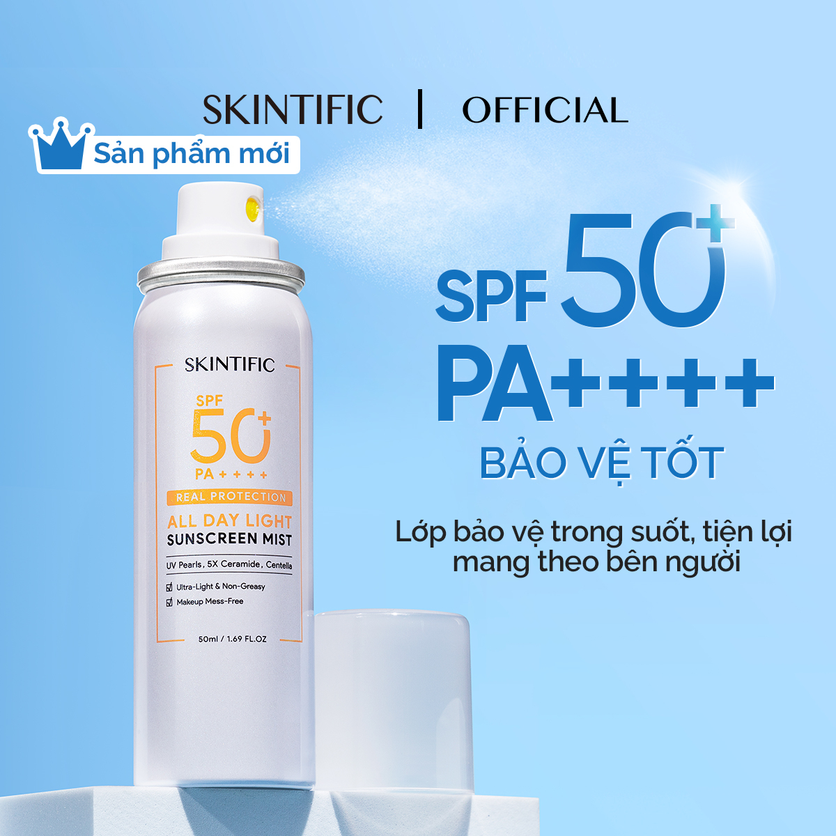 Combo SKINTIFIC gồm Gel dưỡng ẩm sáng da 5% MSH Niacinamide 30g + Xịt chống nắng SPF50 PA++++ 50ml