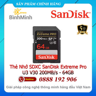 Thẻ nhớ sdxc 32gb 64gb 128gb sandisk extreme pro u3 v30 class10 - bảo hành 5 năm