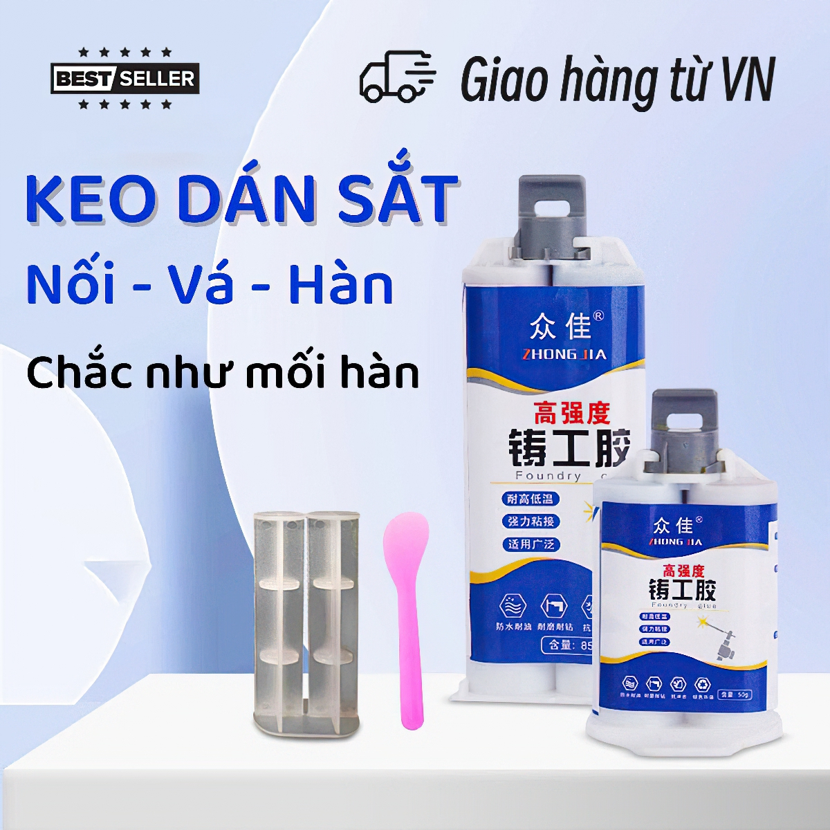 Keo đúc 100mL 85g (kèm theo thanh đẩy và bàn chải)Keo hàn nối vá sắt, thép, kim loại, keo dán hàn mọi bết nứt vỡ