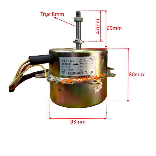 Động Cơ Quạt Điều Hòa, Quạt Hơi Nước YYK 60 220V 50HZ 60W Trục 8mm Ngược Chiều