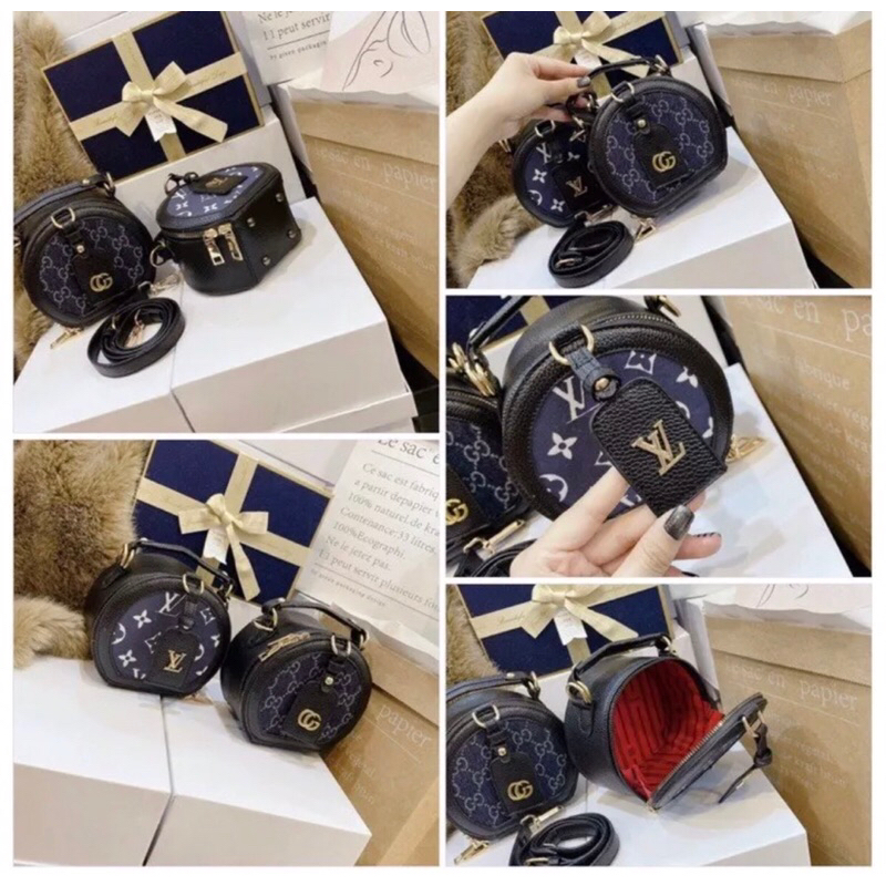 Túi cốp tròn da giả bò hoạ tiết mới 2023