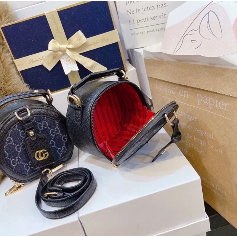 Túi cốp tròn da giả bò hoạ tiết mới 2023