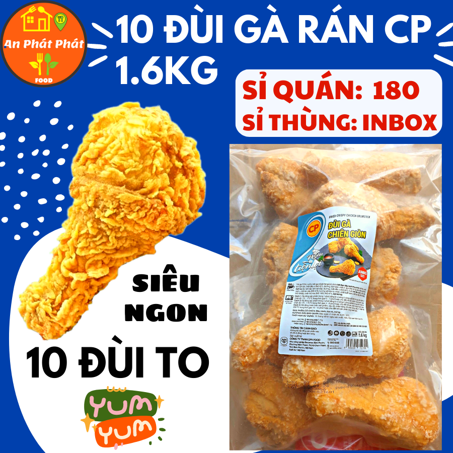 Đùi gà rán CP gói lớn, từ gà tươi, tiện lợi như KFC, Gà rán ăn vặt giòn rụm, dinh dưỡng, thơm ngon, đậm vị An Phát Phát