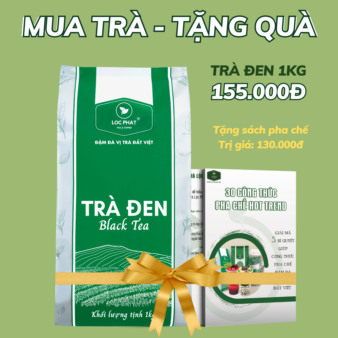 Trà Pha Chế + Sách Pha Chế - Trà Lộc Phát 1 Kg