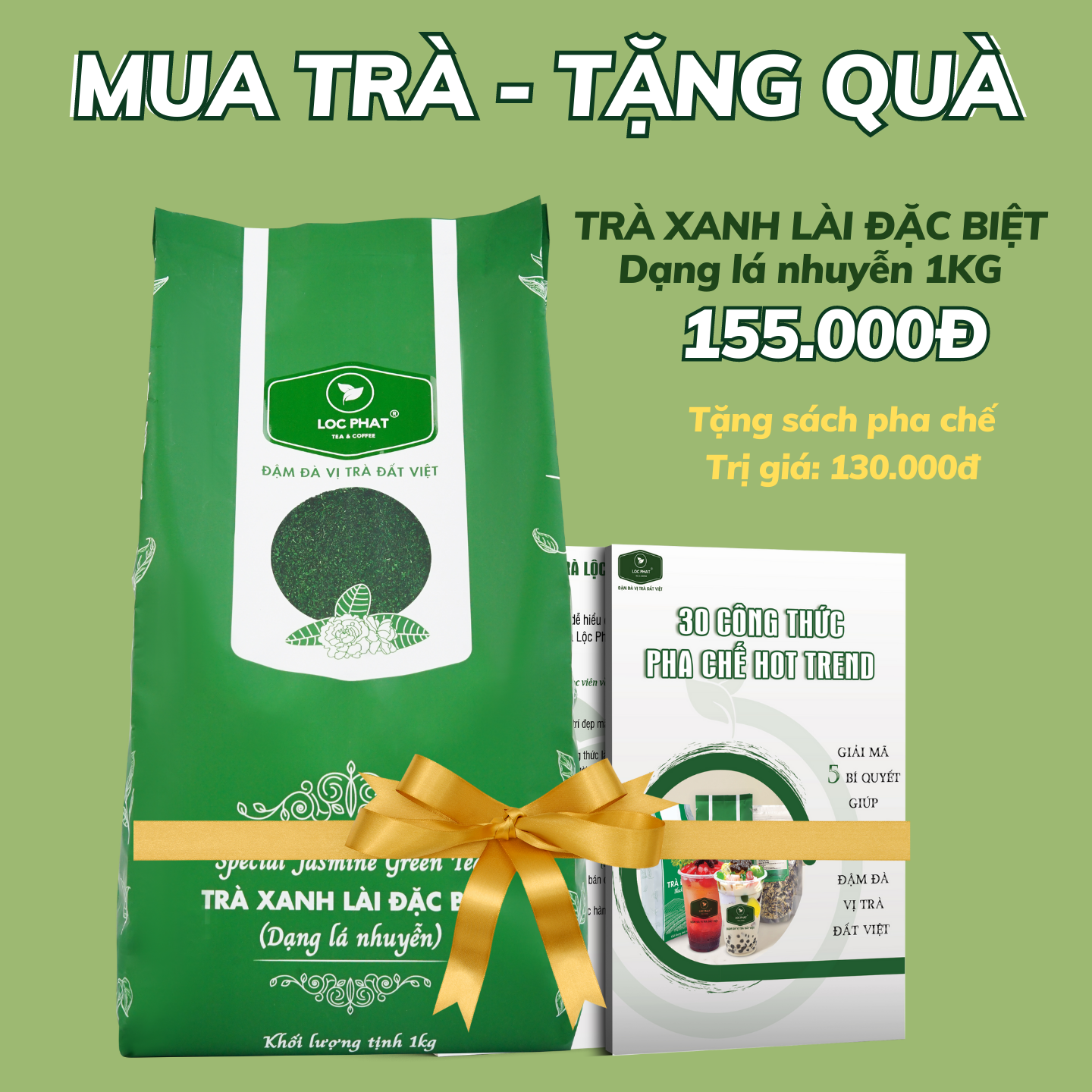 Trà Pha Chế + Sách Pha Chế - Trà Lộc Phát 1 Kg