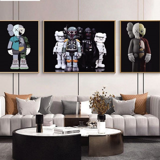  Set 3 Tranh Bearbrick Tráng Gương Cao Cấp Treo Tường Phòng Khách Phòng Ngủ 