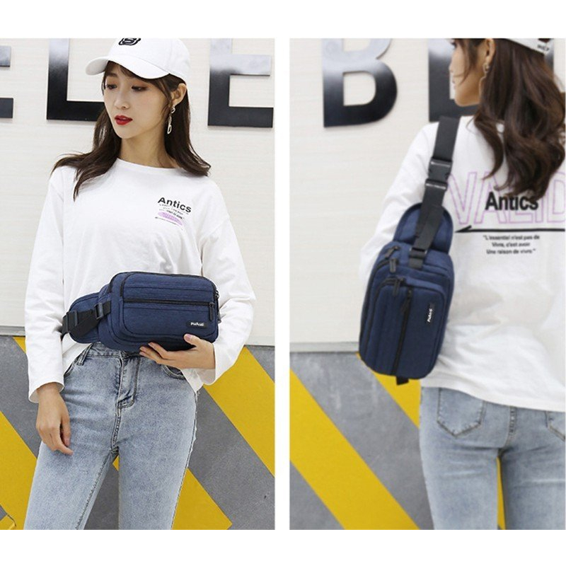 Túi đeo bụng, đeo hông, đeo chéo nam nữ thời trang chất liệu vải dù gai chống xước với nhiều màu sắc DB008