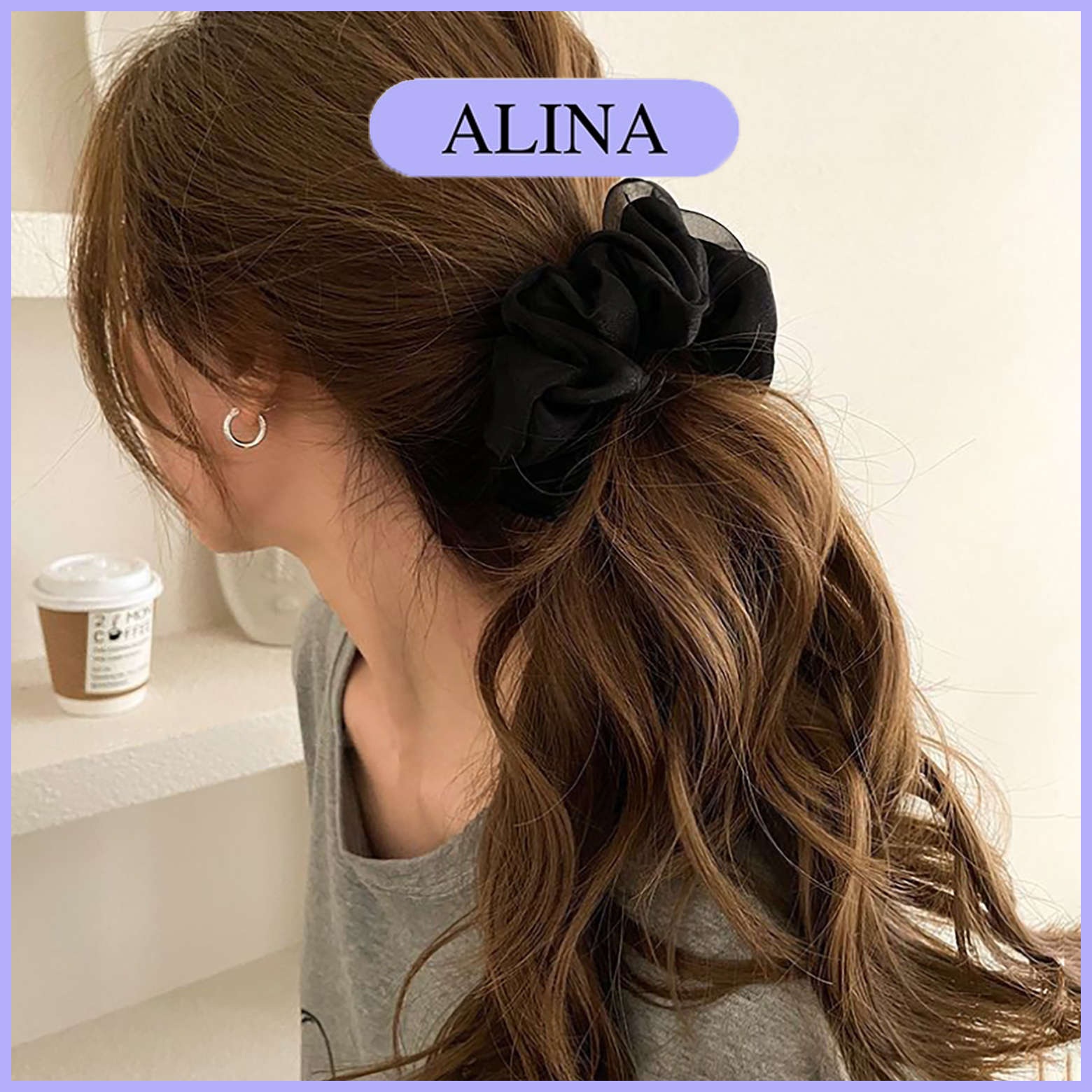Dây Buộc Tóc Vải Trơn Loại Lớn 11cm, Cột Tóc Scrunchies Màu Pastel Xanh Hồng Dễ Thương Alina K6-V020