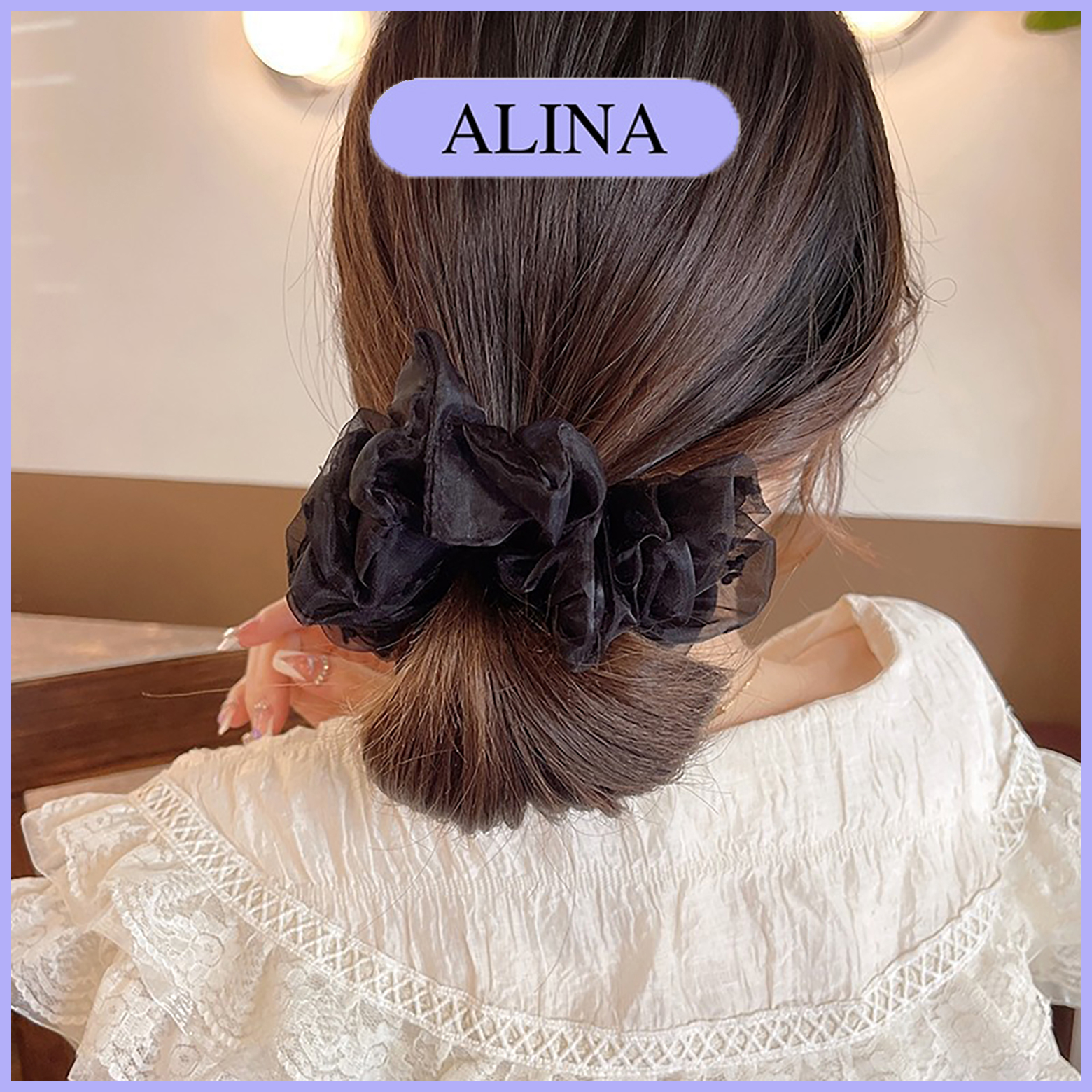 Dây Buộc Tóc Vải Trơn Loại Lớn 11cm, Cột Tóc Scrunchies Màu Pastel Xanh Hồng Dễ Thương Alina K6-V020