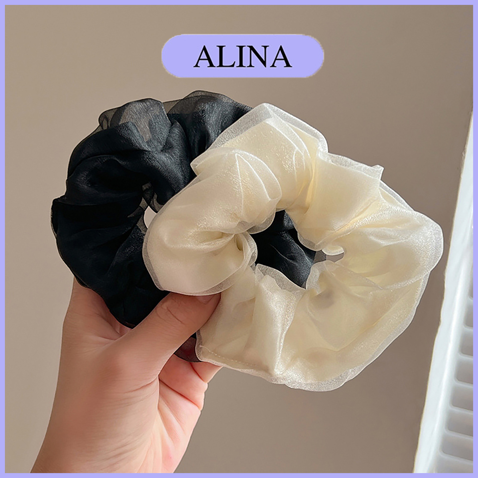 Dây Buộc Tóc Vải Trơn Loại Lớn 11cm, Cột Tóc Scrunchies Màu Pastel Xanh Hồng Dễ Thương Alina K6-V020