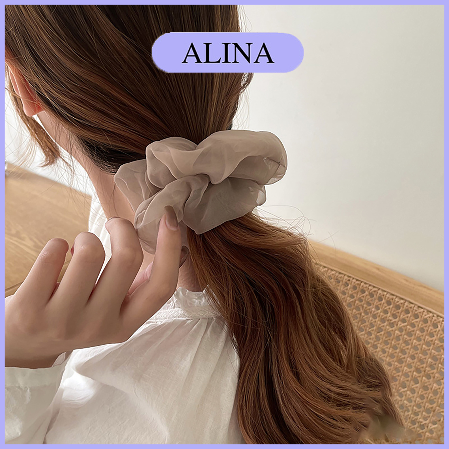 Dây Buộc Tóc Vải Trơn Loại Lớn 11cm, Cột Tóc Scrunchies Màu Pastel Xanh Hồng Dễ Thương Alina K6-V020