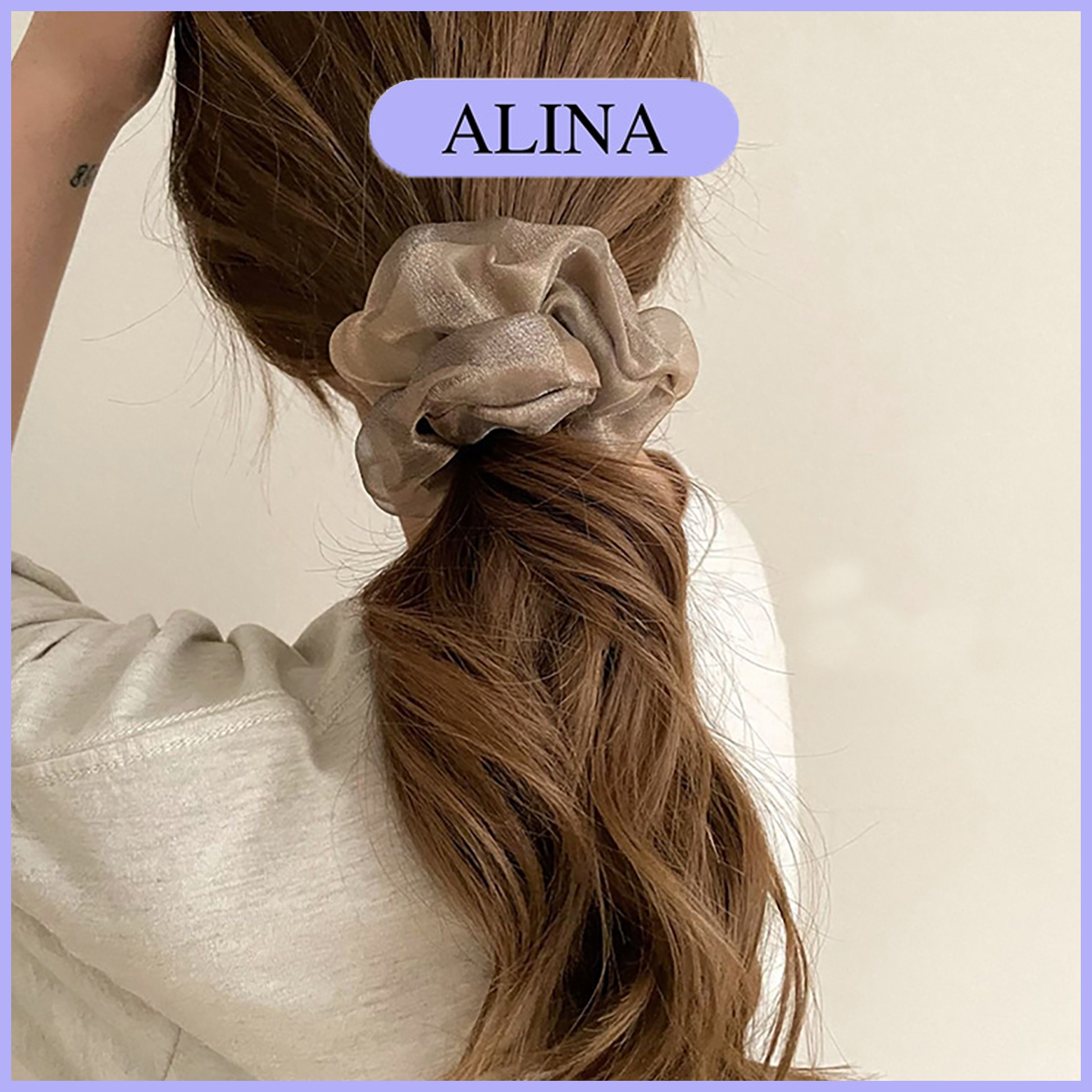 Dây Buộc Tóc Vải Trơn Loại Lớn 11cm, Cột Tóc Scrunchies Màu Pastel Xanh Hồng Dễ Thương Alina K6-V020