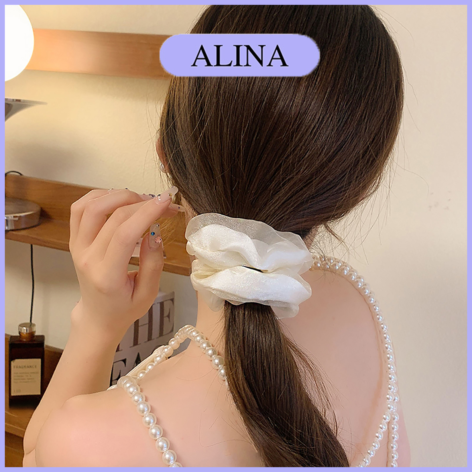 Dây Buộc Tóc Vải Trơn Loại Lớn 11cm, Cột Tóc Scrunchies Màu Pastel Xanh Hồng Dễ Thương Alina K6-V020