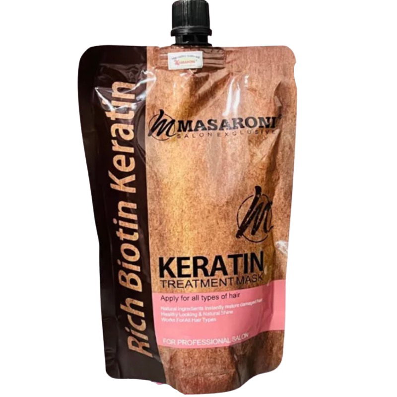[+Tặng mũ trùm] Dầu hấp ủ tóc phục hồi chuyên sâu Masaroni Keratin Treatment mask (dạng túi) 500ml