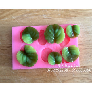 Khuôn silicon đổ rau câu, socola, nhấn fondant Vỉ 6 lá mẫu đơn