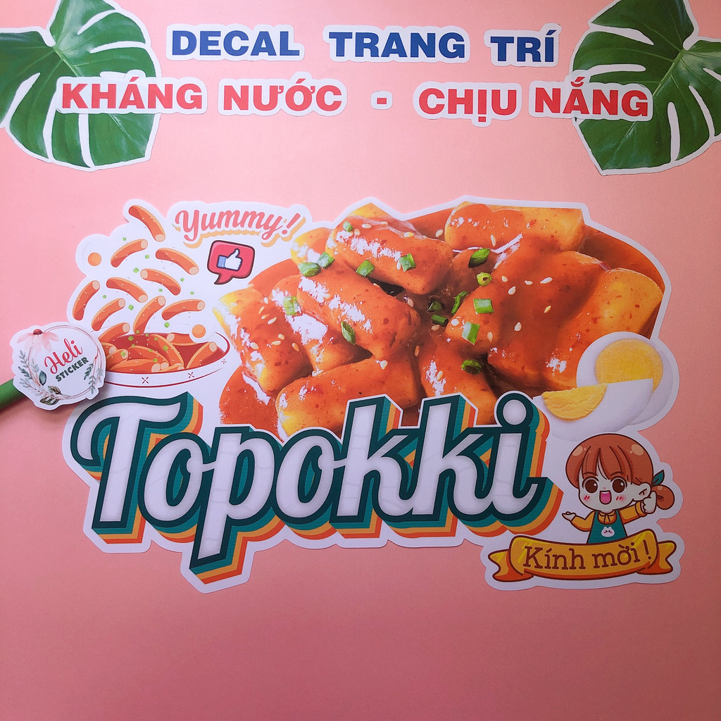 Decal Trang Trí TOPOKKI ✨ Hình Dán Decor Quán Ăn Vặt, Trà Sữa, Cà Phê - Sticker Kháng Nước, Chịu Nắng, Cắt Sẵn.