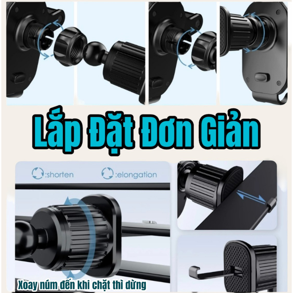 Giá đỡ điện thoại trên ô tô ,giá cài cửa gió xe oto mặt sần thế hệ mới- kẹp cài khe gió điều hòa siêu chắc xoay 360 độ