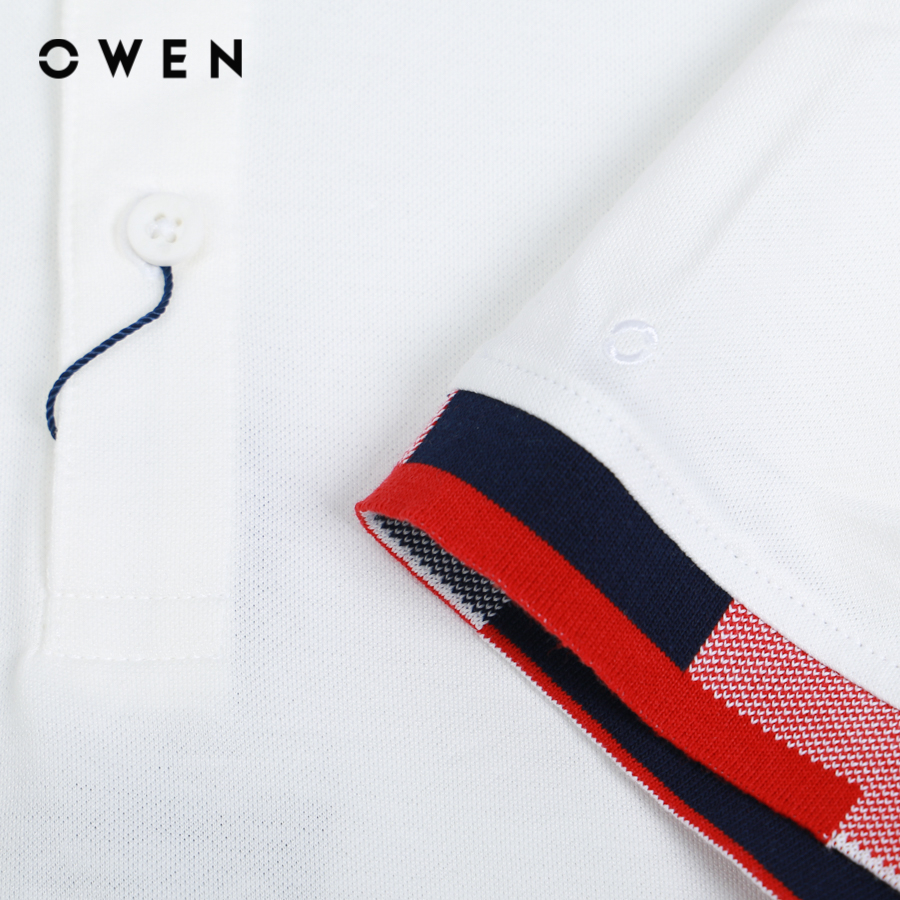 OWEN - Áo polo ngắn tay Bodyfit Trắng chất liệu vải Cotton-Polyester-Spandex - APT231408