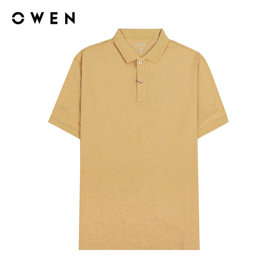 OWEN - Áo polo ngắn tay Bodyfit Vàng chất liệu vải Cotton-Polyester-Spandex - APV231374