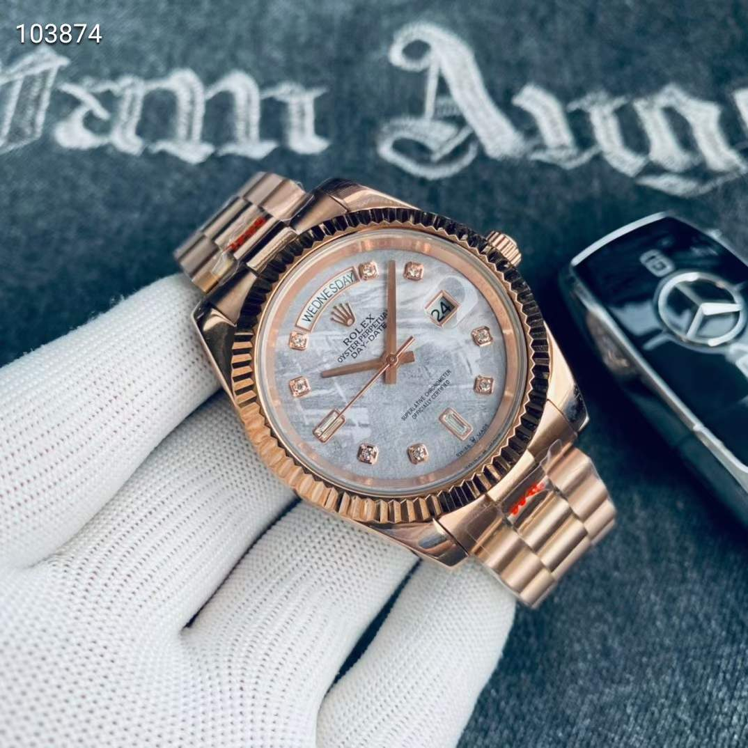 Đồng Hồ Nam ROLEX Day Date Dây Thép Mặt Kính Shapphire Chống Nước 10ATM