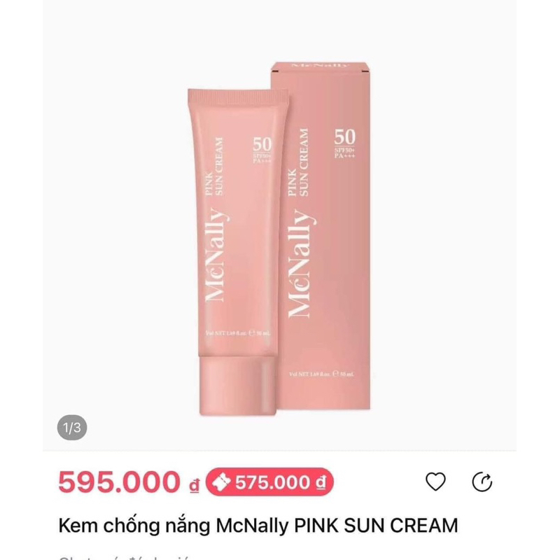 KEM CHỐNG NẮNG MC NALLY PINK SUN CREAM - 50ml