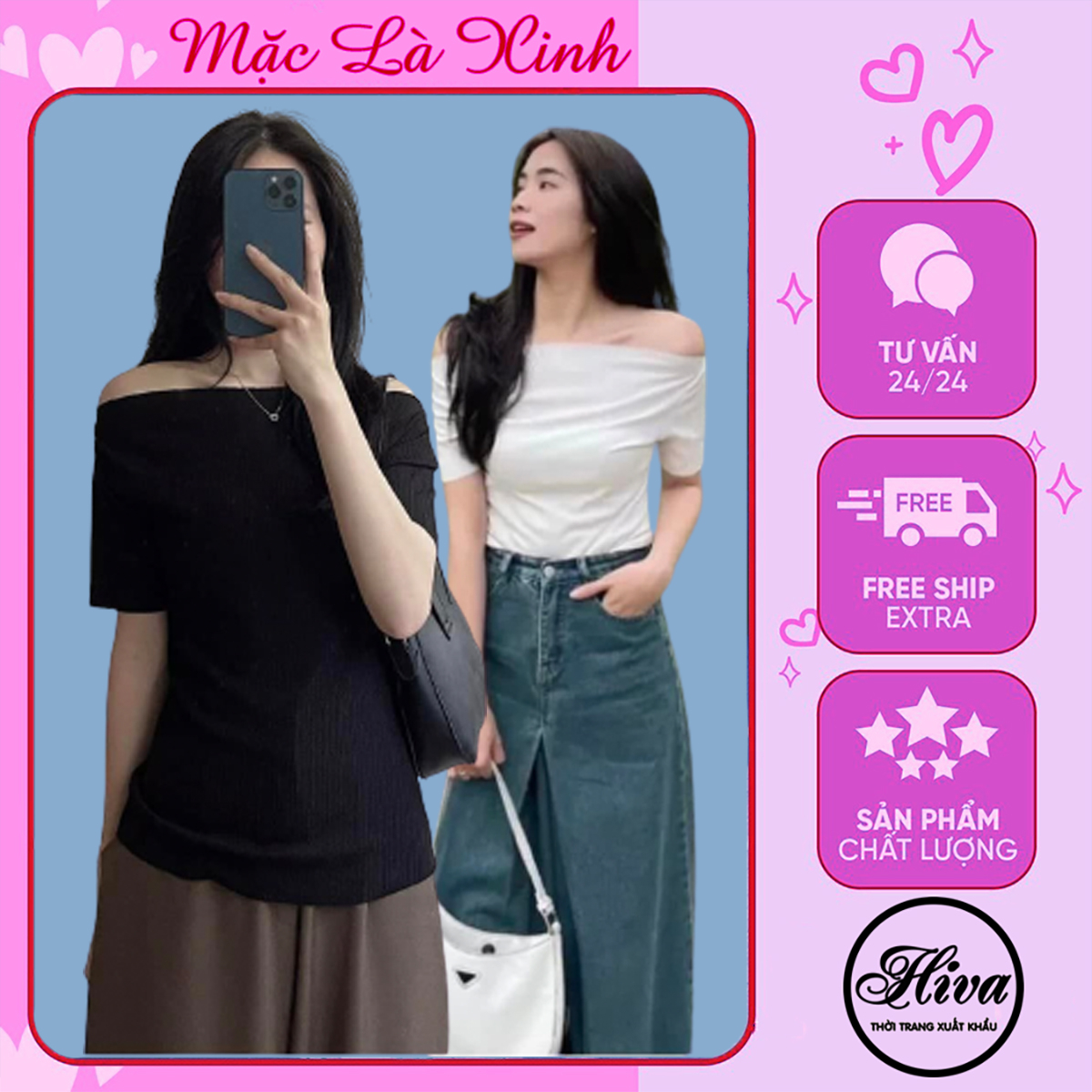 Áo trễ vai cổ thuyền tăm croptop co dãn (ảnh thật)