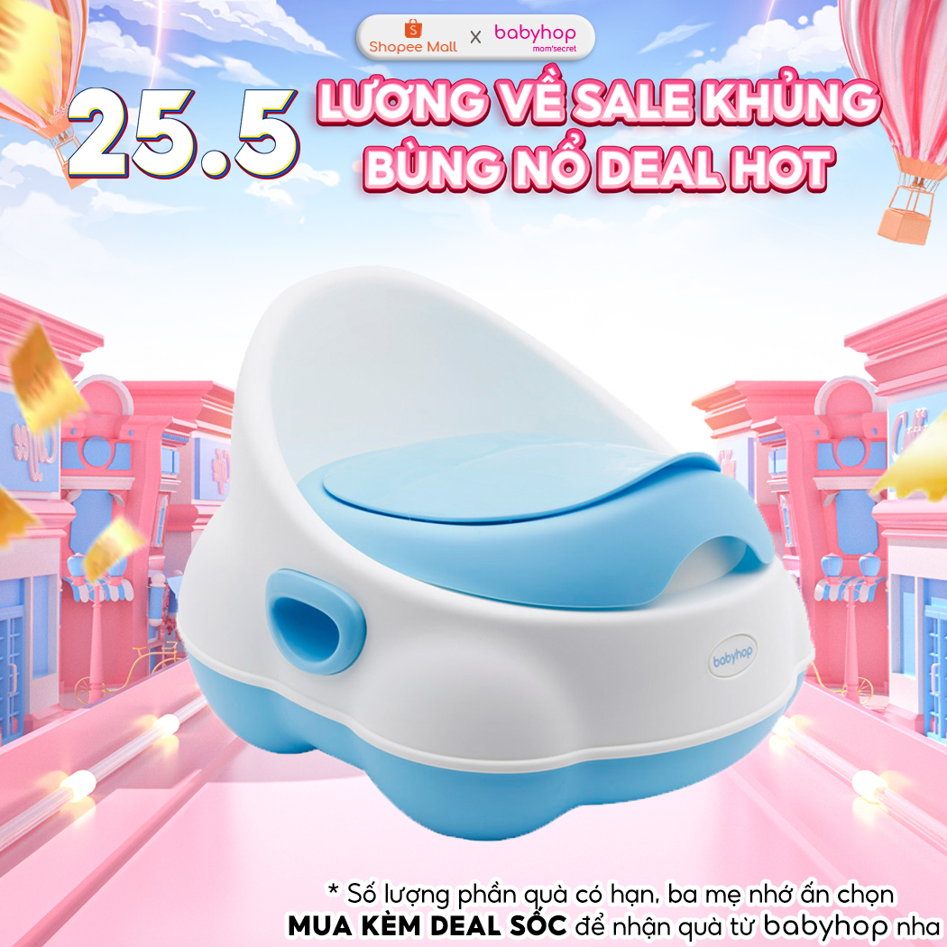 Bô vệ sinh cho bé phi thuyền Babyhop phù hợp với bé trai, bé gái 6 tháng đến 5 tuổi chống trơn trượt có tựa lựng