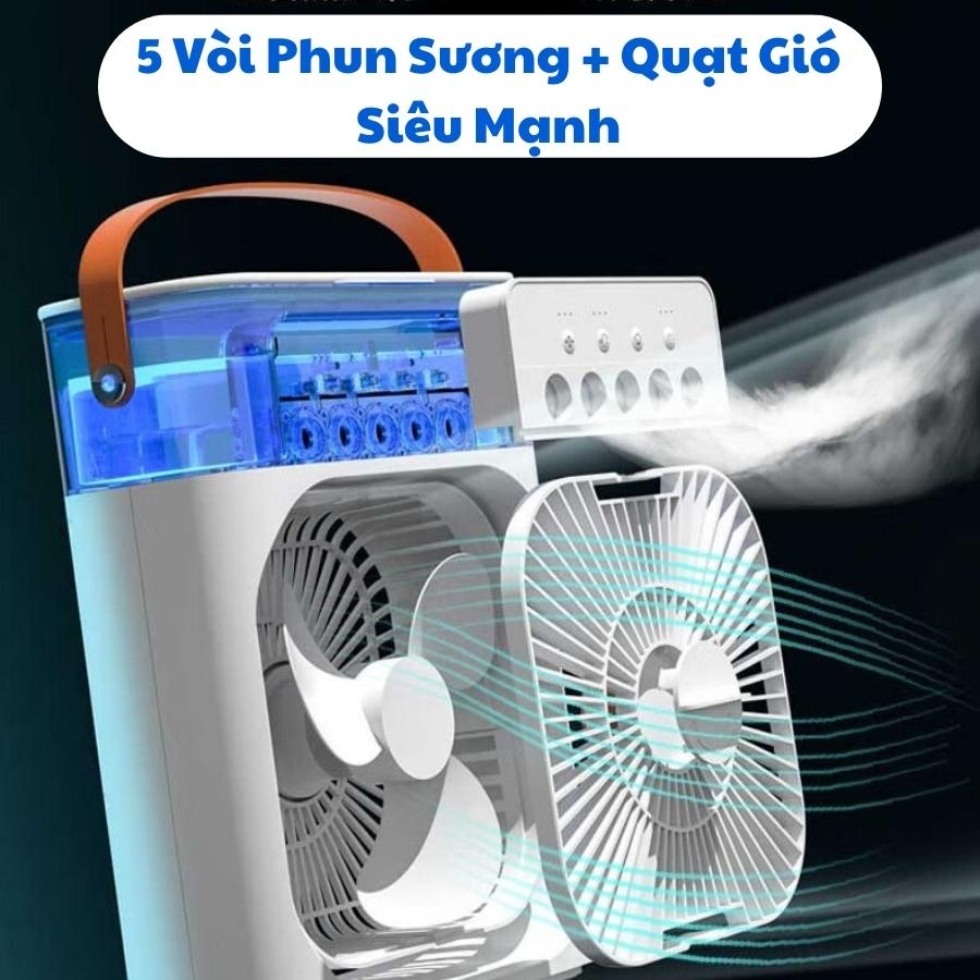 Quạt Phun Sương Hơi Nước Mini, Quạt Điều Hòa Phun Sương Hơi Nước 3 Chế Độ Hẹn Giờ Thông Minh Bảo Hành 12 Tháng