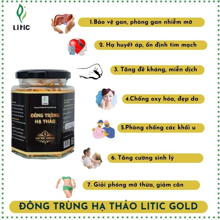 Đông trùng hạ thảo khô hộp 25g 10g sấy thăng hoa LITIC 10g tăng cường đề kháng , tăng cường sinh lý DTHTK