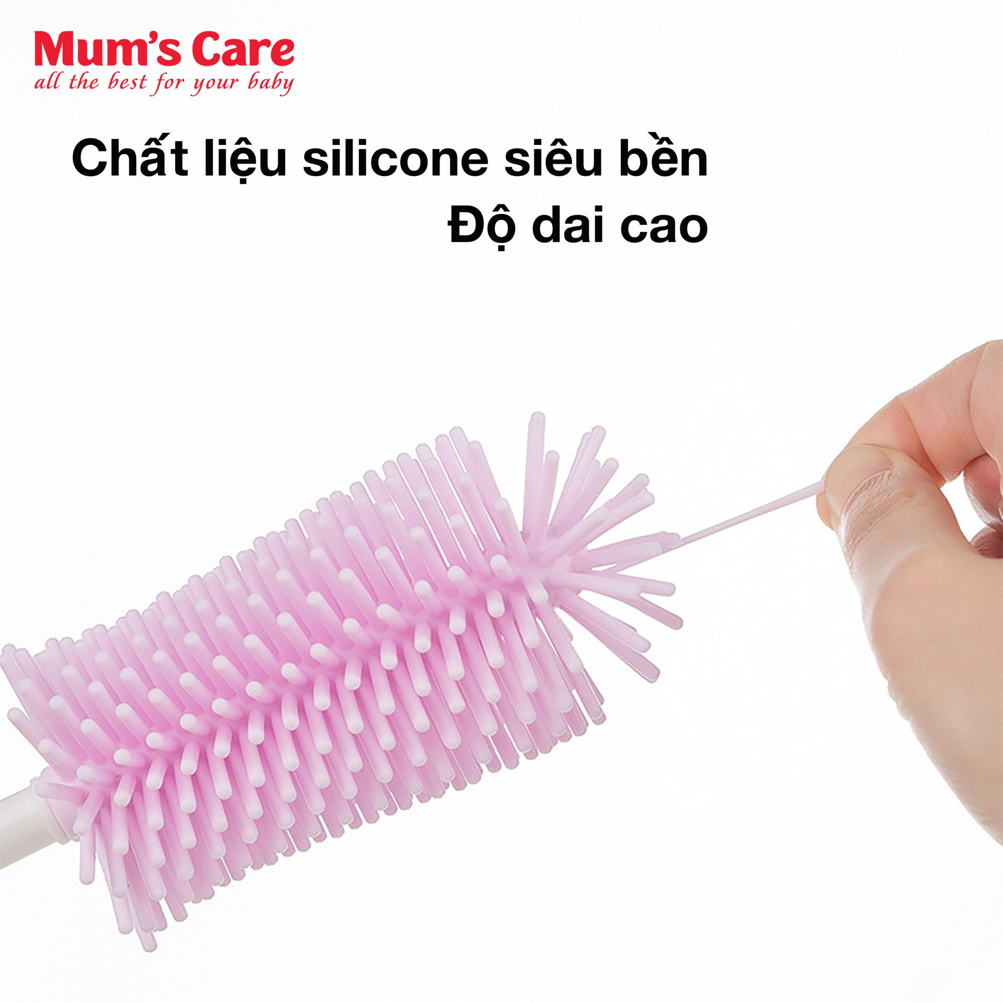 Cọ rửa bình sữa silicon 3 chi tiết Babuu đầu xoay 360 độ