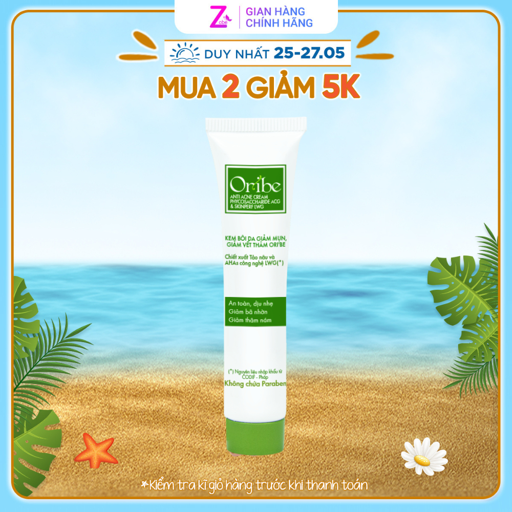 Kem Ngừa Mụn, Mờ Thâm, Liền Sẹo Chiết Xuất Tảo Nâu Từ Pháp - Ori'be Anti Acne Cream - Tuýp 20g