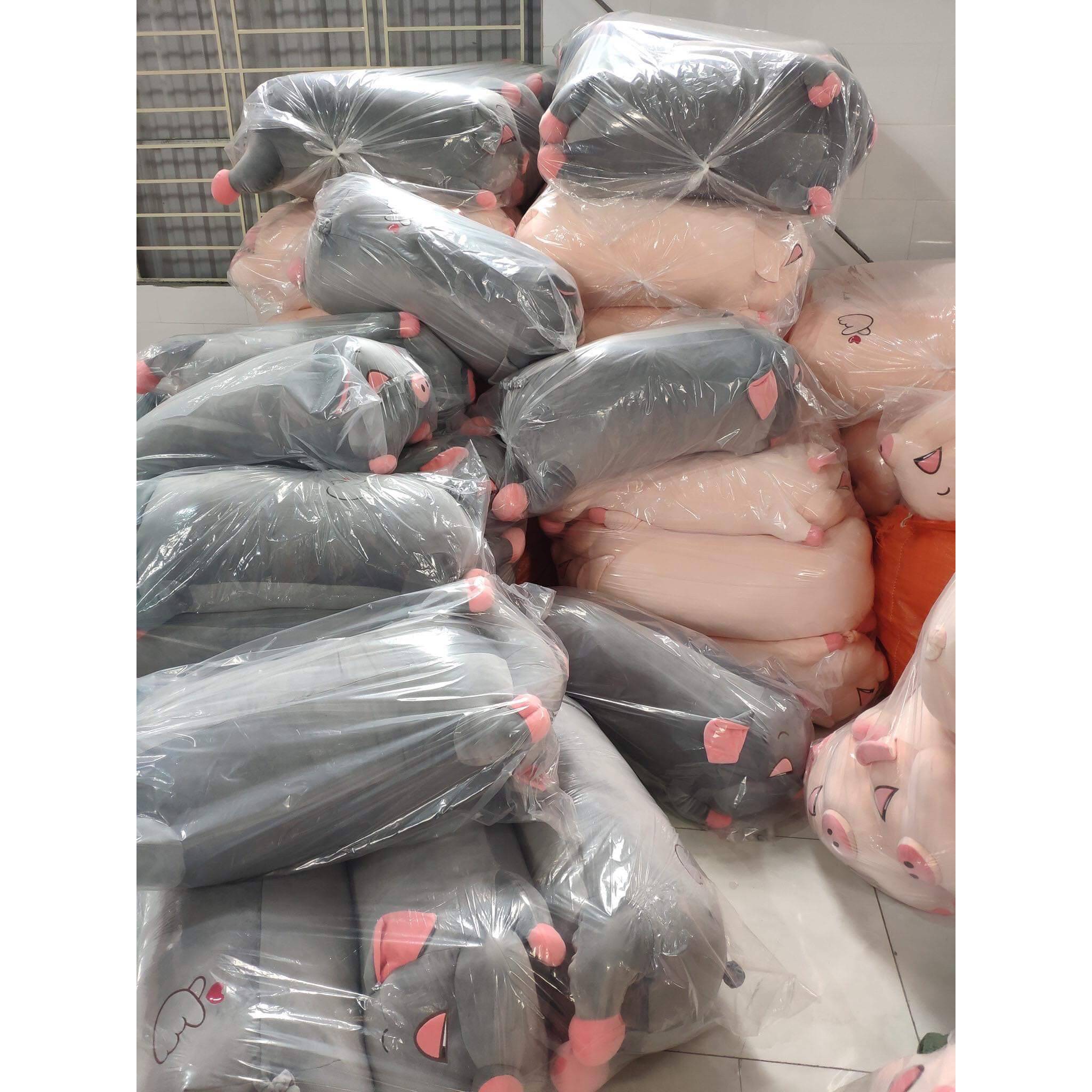 Combo 2 gấu bông heo hồng mắt ngủ, heo hip dễ thương size 1m1 và  40cm