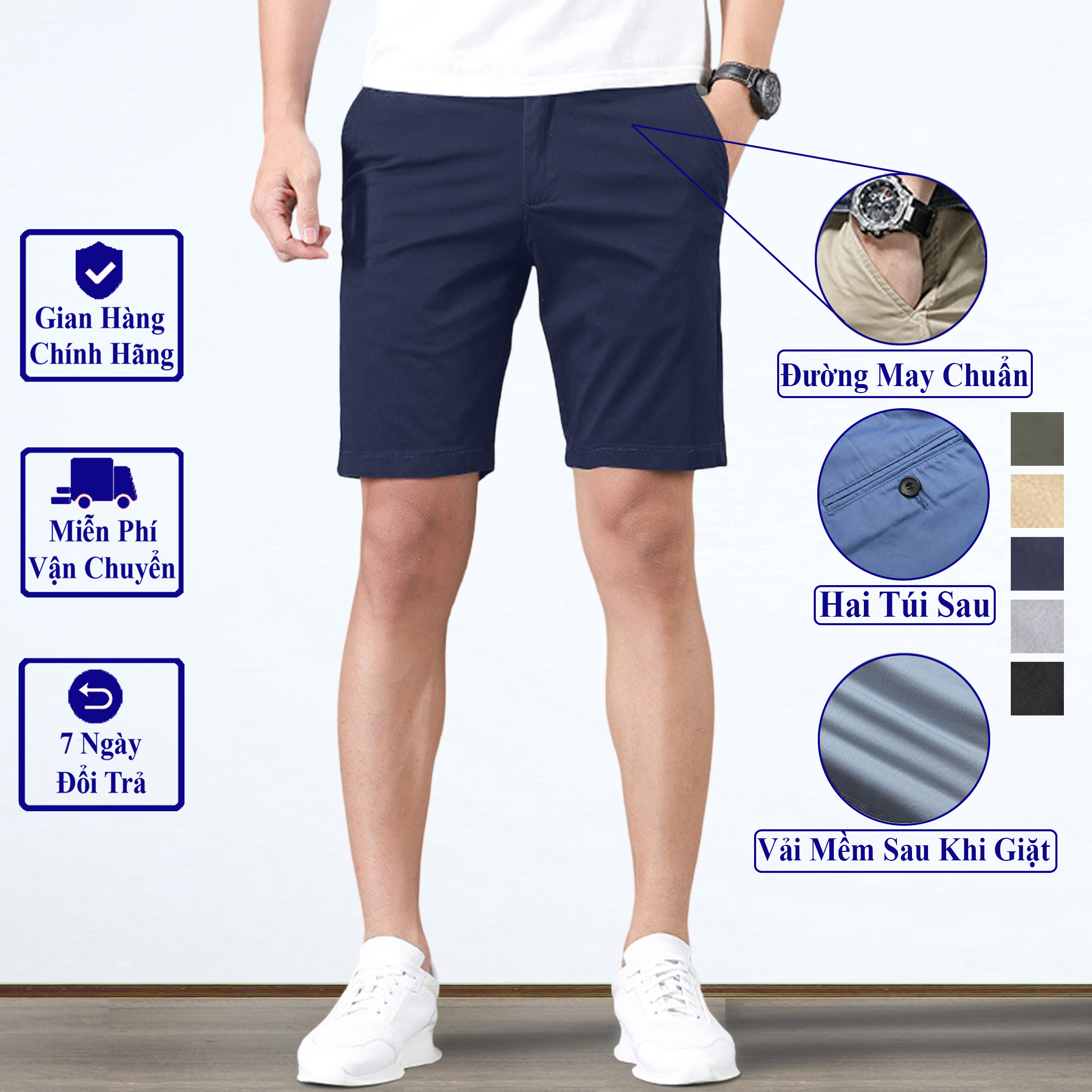 Quần Short Kaki Nam VICENZO Dáng Đứng Cao Cấp Vải Mềm Sau Khi Gặt Đường May Chuẩn, Quần Đùi Kaki Nam Cam Kết Lỗi 1 Đổi 1 | BigBuy360 - bigbuy360.vn