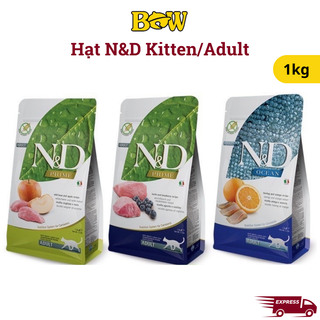 Hạt cho mèo N&D 0,5-1kg túi chiết cao cấp thức ăn cho mèo con và mèo trưởng thành Prime Kitten / Adult không độn ngũ cốc