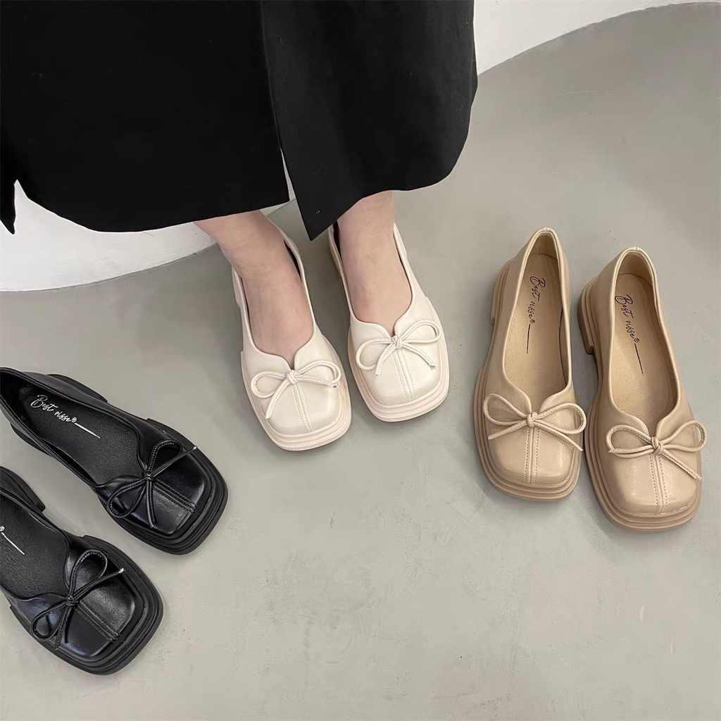 Giầy búp bê nơ xinh da mềm đế êm hàng QC