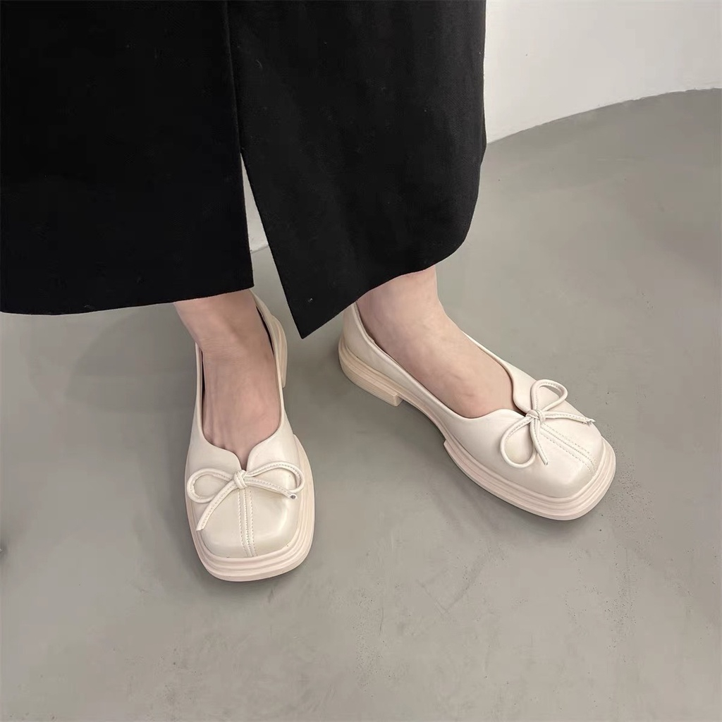 Giầy búp bê nơ xinh da mềm đế êm hàng QC