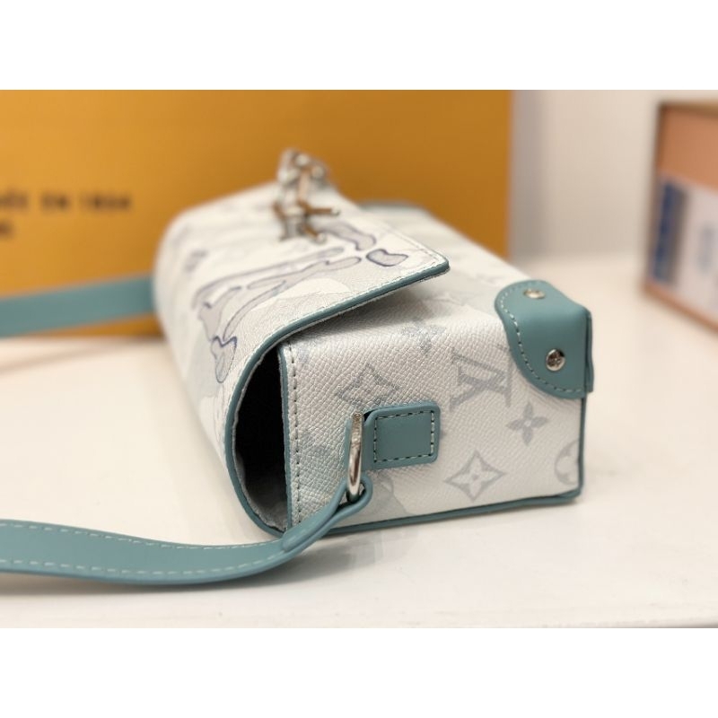 Túi Xách nam&amp; nữ thiết kế ấn tượng đẹp nhẹ nhàng màu sắc xanh trang nhã sz18cm fullbox vip nam châm