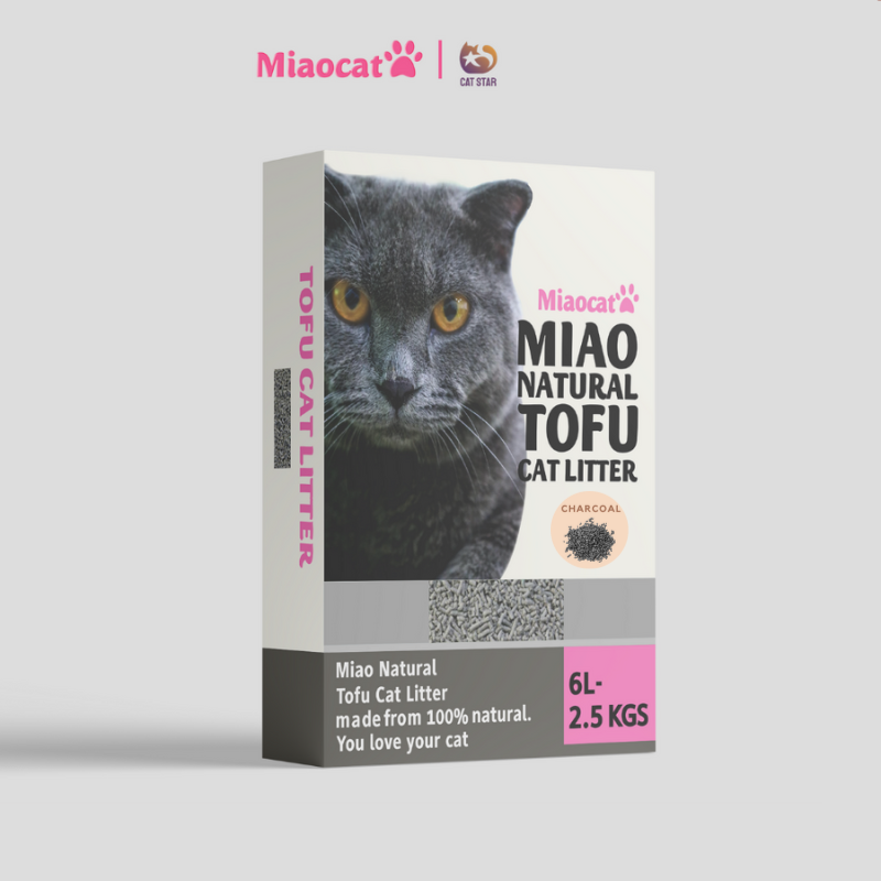 Cát vệ sinh đậu nành MIAO 6L cho mèo - Hương Than Hoạt Tính- MIAOCAT