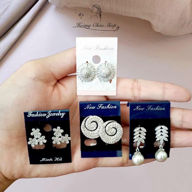 Bông Tai Đính Đá Sang Chảnh Thời Trang