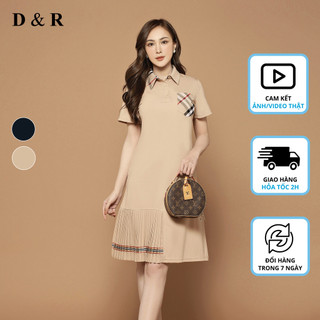 Đầm polo nữ bigsize thêu BBR Quảng Châu cao cấp chân váy xếp ly D&R Fashion D127