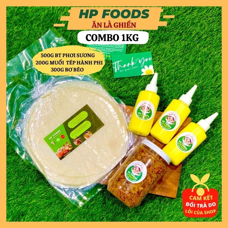 COMBO siêu HOT - [500gr] Bánh tráng phơi sương - Muối tép hành phi - Tóp mỡ - Bơ béo siêu ngon ăn là ghiền - HP FOODS