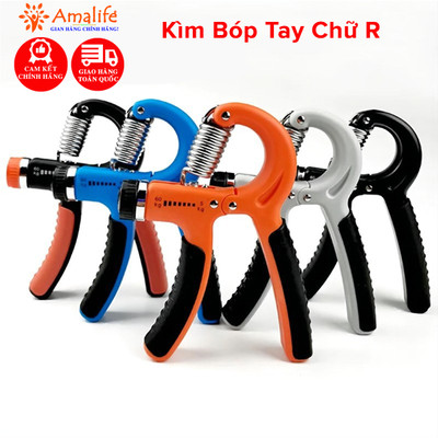 Kìm Bóp Tay Tập Lực Cơ Tay Chữ R Đếm Số Dụng Cụ Tập Gym Tại Nhà Điều Chỉnh Lực Từ 5 - 60kg Chọn Màu Cao Cấp Hãng Amalife