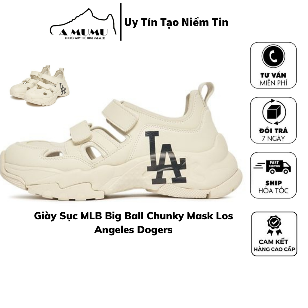 Sục Quai Dán Mlb Nâu Sữa La Dép Thể Thao Mùa Hè Chunky Mas Angeles Dodgers Bản Cap Cấp