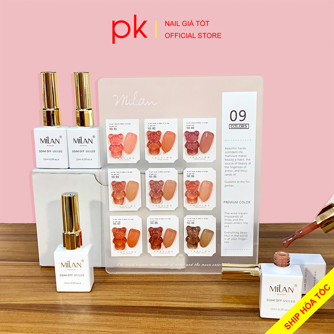 Set sơn gel thạch 9 màu MiLan tặng kèm bảng màu