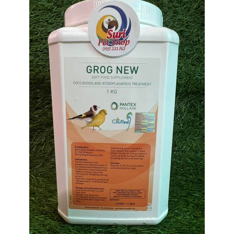 GROG NEW điều tr và phòng ngừa cầu trùng và đốm đen cho chim cảnh hũ chiết lẻ 20gr