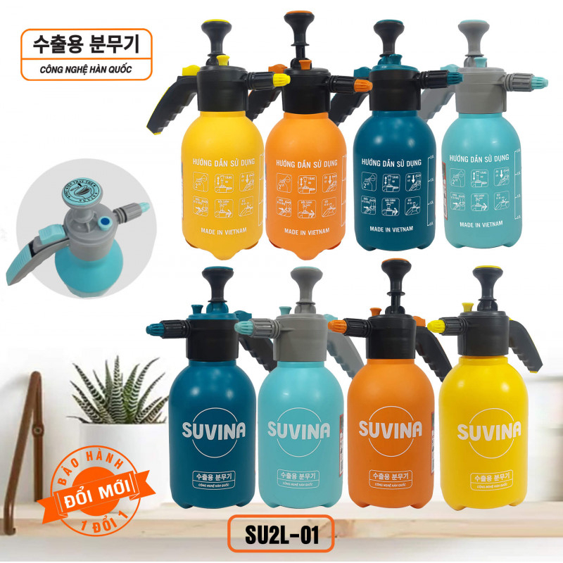 Bình xịt tưới cây 2 lít Suvina, hàng Việt Nam chất lượng cao (4 màu sắc lựa chọn)