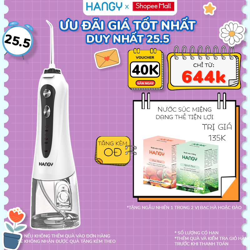 Máy tăm nước HF-9P HANGY chính hãng phiên bản 2022 [Tặng kèm củ sạc]