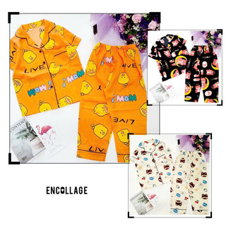 Bộ pijama lụa mango tay cộc quần dài bé trai , bé gái